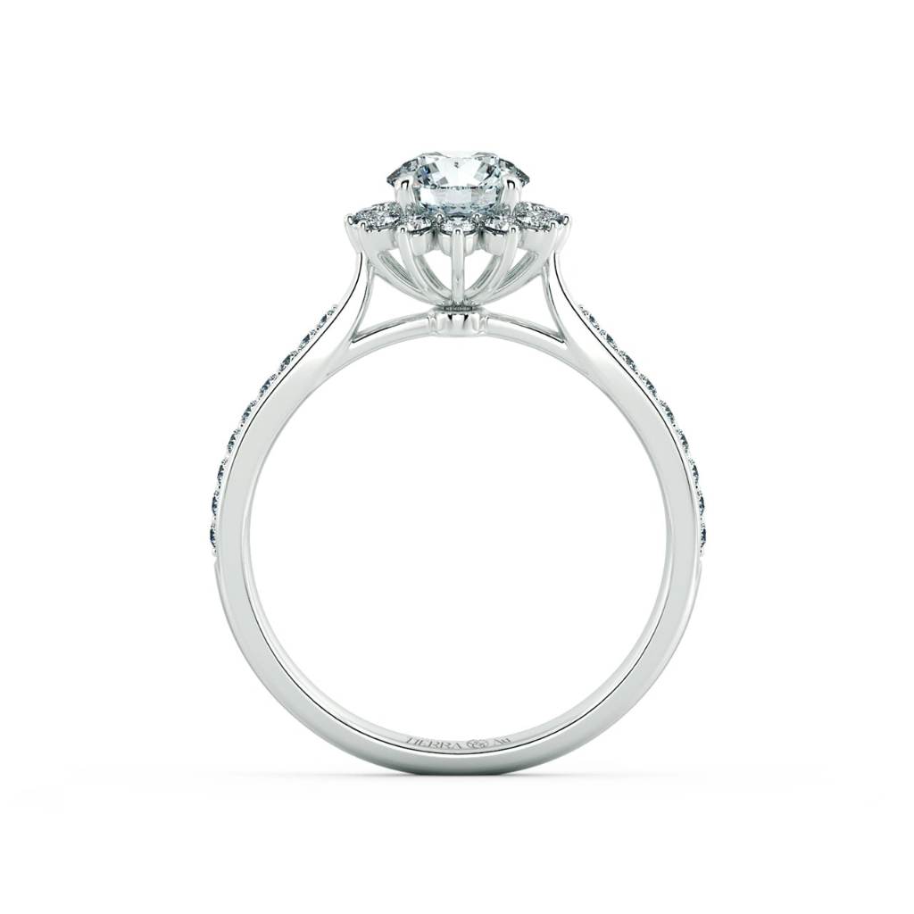 [CHAT TRƯỚC KHI ĐẶT] Nhẫn Cầu Hôn Tierra Halo Sparkling NCH2006, Vàng 14K 18K, Tấm CZ/ KC, Halo Hoa Tuyết Sang Trọng