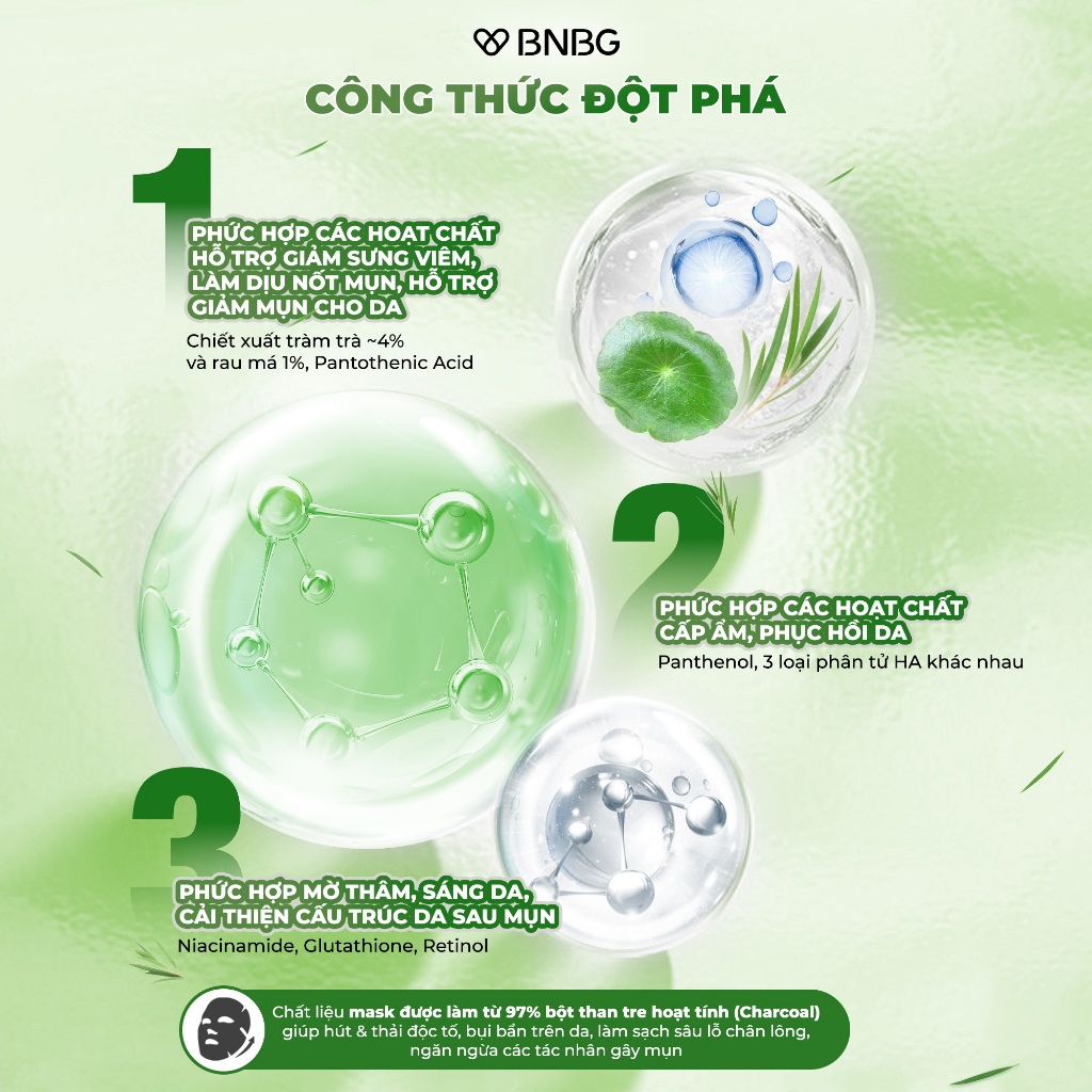 Ảnh Combo 10 Mặt nạ tràm trà làm dịu, giảm sưng viêm mụn BNBG Vita Tea Tree Healing Face Mask Pack 30ml 3