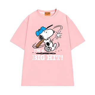 Áo Thun NGỐ TEE Snoopy Chơi Bóng Chày, Áo Phông Unisex Cổ Tròn Chất Vải Cotton Mềm Mại Thoáng Mát