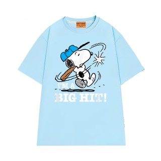 Áo Thun NGỐ TEE Snoopy Chơi Bóng Chày, Áo Phông Unisex Cổ Tròn Chất Vải Cotton Mềm Mại Thoáng Mát