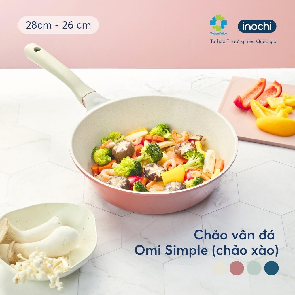 Chảo vân đá Omi Simple (chảo xào) - Chính hãng inochi - Chất liệu nhôm ...