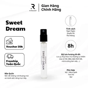 Nước hoa RYMSCENT Unisex Sweet Dream 2ml | Nhóm hương hoa, độ lưu hương từ 6h-8h | Dạng xịt.