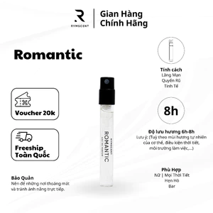 Nước hoa RYMSCENT Nữ Romantic 2ml | Nhóm hương hoa, độ lưu hương từ 6h-8h | Dạng xịt.