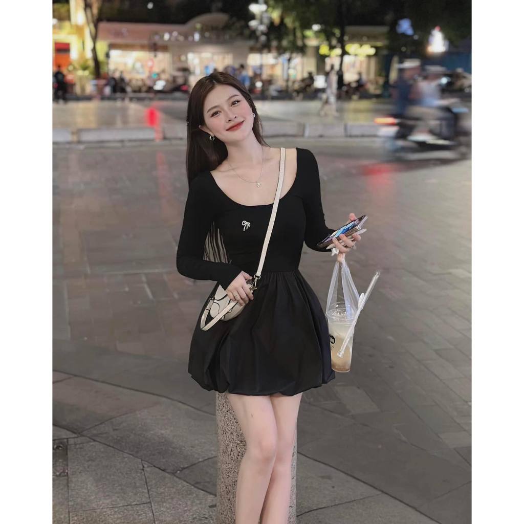 ĐẦM THUN PHỐI TÙNG BÍ HỞ LƯNG, ĐẦM NỮ TÔN DÁNG ĐI CHƠI ĐI TIỆC | MEOINDAHOUSE