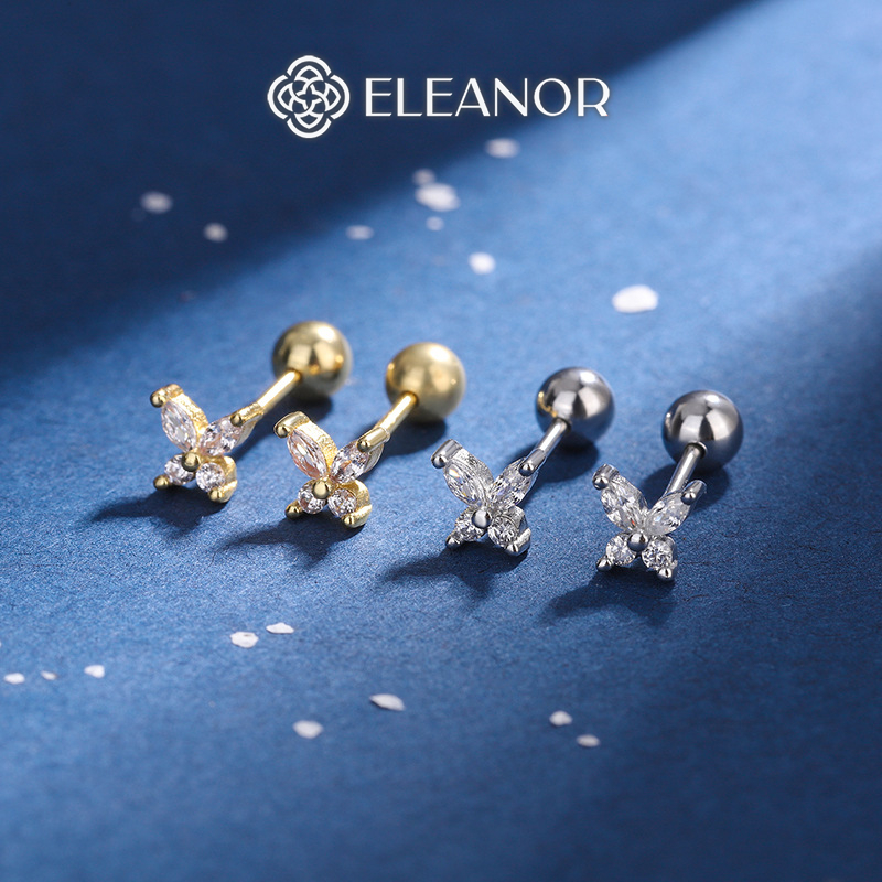 Bông tai nữ chuôi bạc 925 Eleanor Accessories hình hồ điệp kiện trang sức khuyên tai 8880