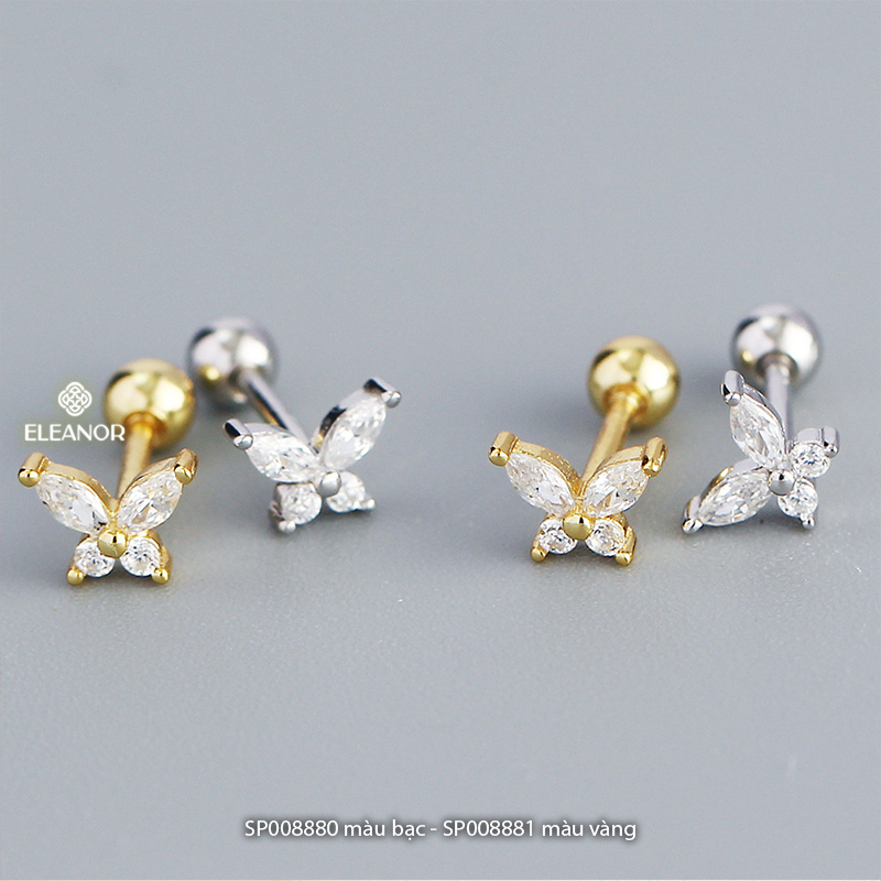 Bông tai nữ chuôi bạc 925 Eleanor Accessories hình hồ điệp kiện trang sức khuyên tai 8880