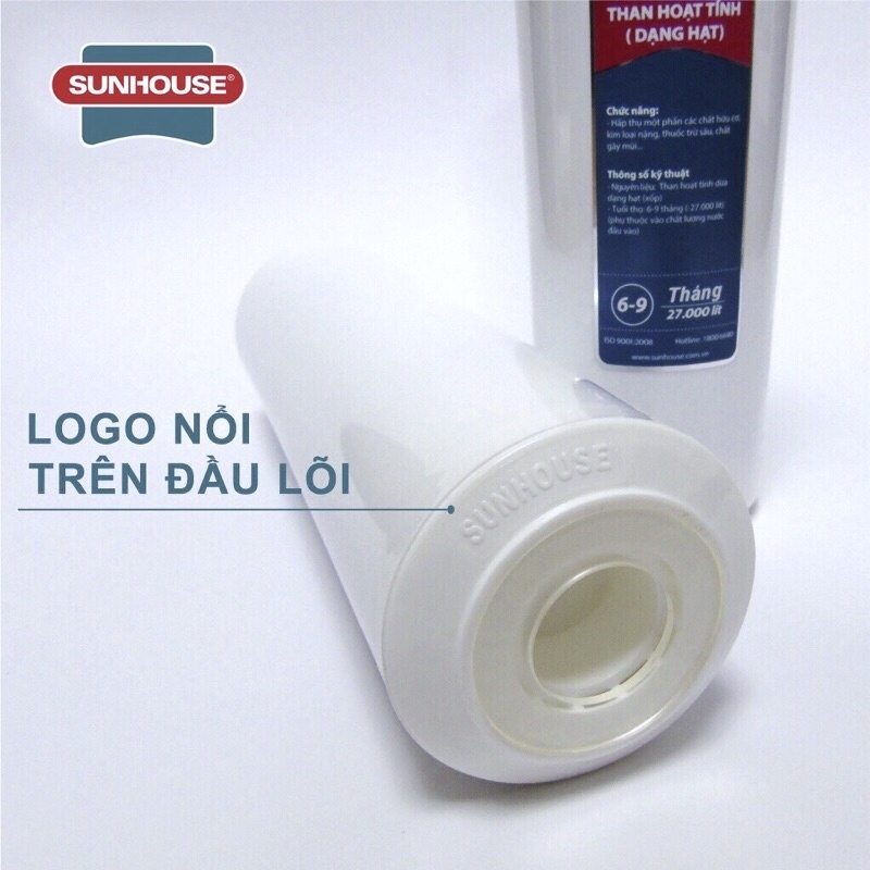 Combo 3 Lõi Lọc Thô 123 Sunhouse Dùng Cho Máy Lọc Nước RO Có 3 Cốc Lọc 10 Inch - Hàng Chính Hãng