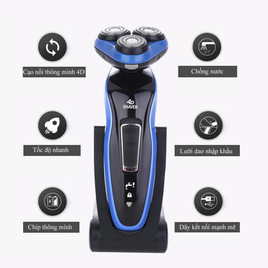 Máy cạo râu điện 4D SHAVER DS7701 đa năng 4in1 cạo râu,tỉa lông mũi,máy ...