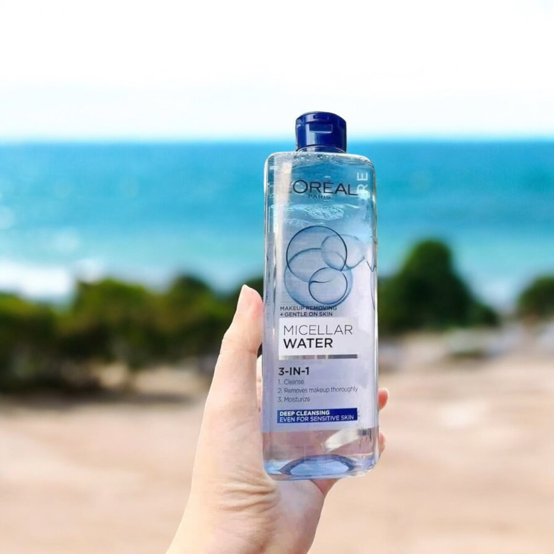 Tẩy trang có lớp dầu Loreal Micellar Water, giúp tẩy sạch bụi bẩn, lớp make up, kem chống nắng.
