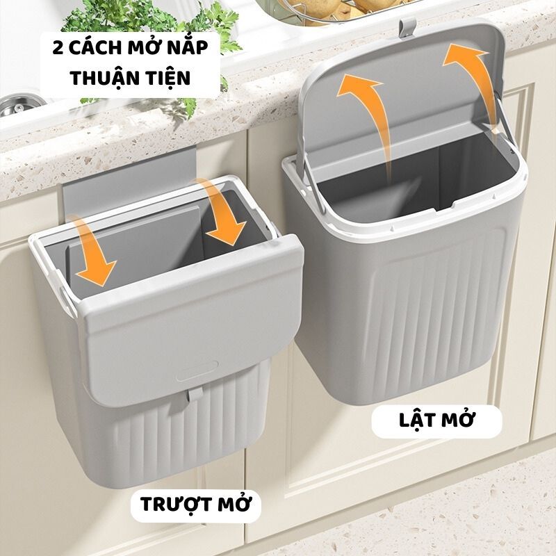 Thùng Đựng Rác Gắn Tường ENODA HOME, Thùng Rác Treo Tủ Bếp 9L, 12L Nắp Lật Đa Năng TR033