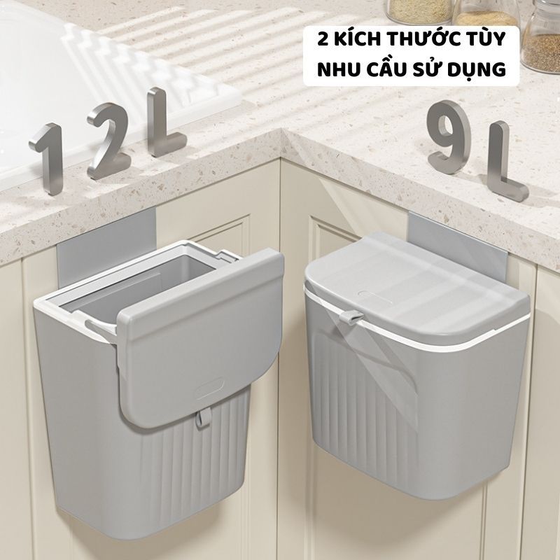 Thùng Đựng Rác Gắn Tường ENODA HOME, Thùng Rác Treo Tủ Bếp 9L, 12L Nắp Lật Đa Năng TR033
