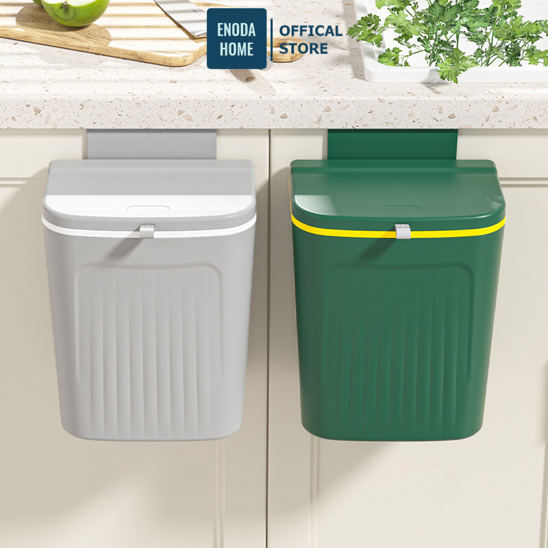 Thùng Đựng Rác Gắn Tường ENODA HOME, Thùng Rác Treo Tủ Bếp 9L, 12L Nắp Lật Đa Năng TR033