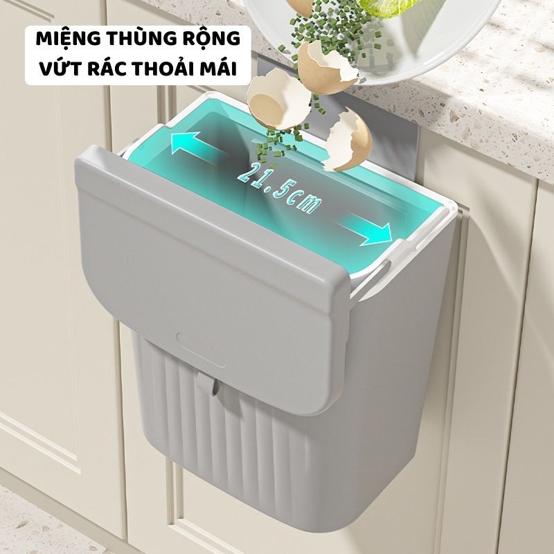 Thùng Đựng Rác Gắn Tường ENODA HOME, Thùng Rác Treo Tủ Bếp 9L, 12L Nắp Lật Đa Năng TR033