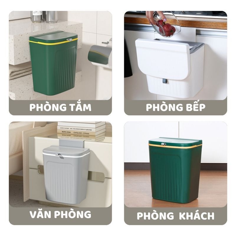 Thùng Đựng Rác Gắn Tường ENODA HOME, Thùng Rác Treo Tủ Bếp 9L, 12L Nắp Lật Đa Năng TR033