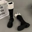 Giày Boots Cao Nơ Đến Đầu Gối Phối Bông Thời Trang Ulzzang