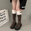 Giày Boots Cao Nơ Đến Đầu Gối Phối Bông Thời Trang Ulzzang