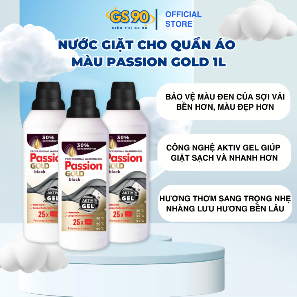 Nước Giặt Chuyên Dụng Cho Quần Áo Trắng, Đồ Tối Màu Passion Gold 1L- Chính Hãng Đức