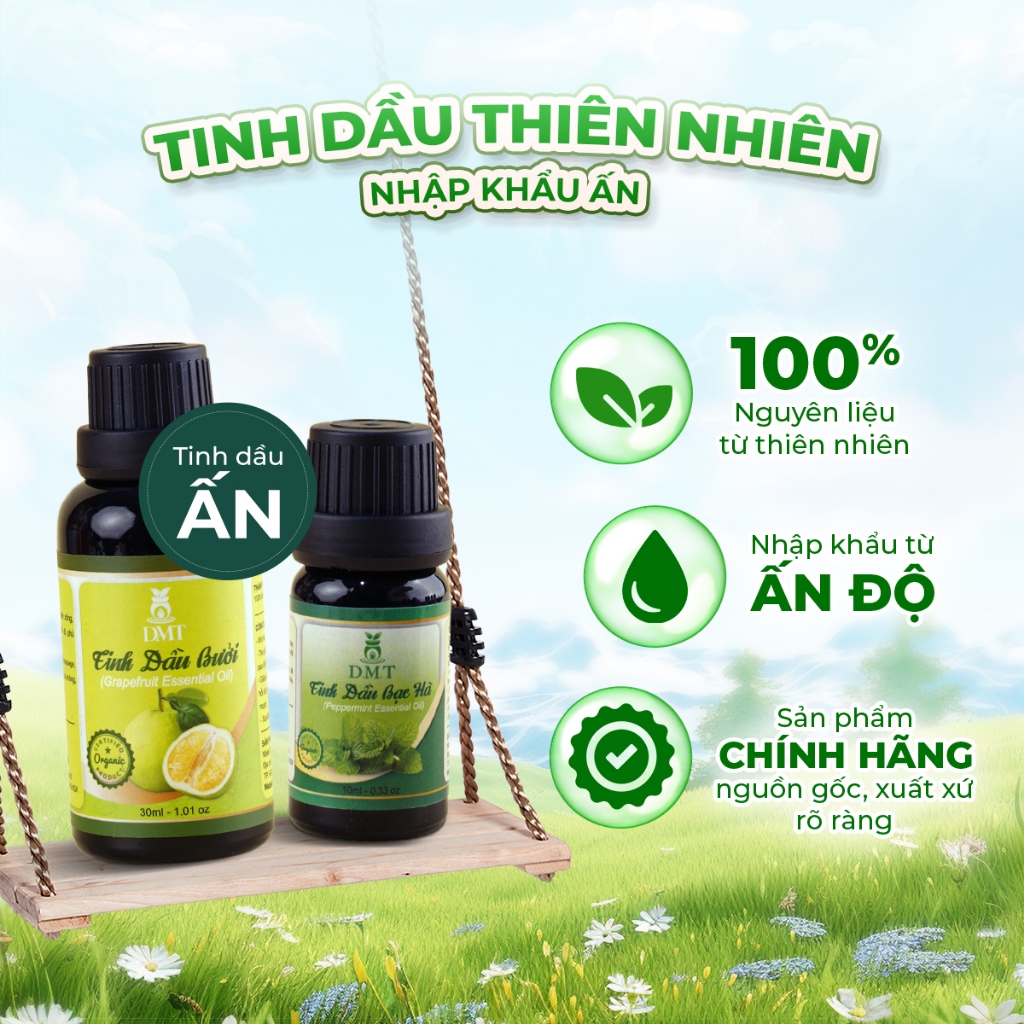 Tinh dầu xông thơm phòng nhập khẩu Ấn DMT - treo xe, khử mùi, thơm phòng, thanh lọc không khí - 30ml