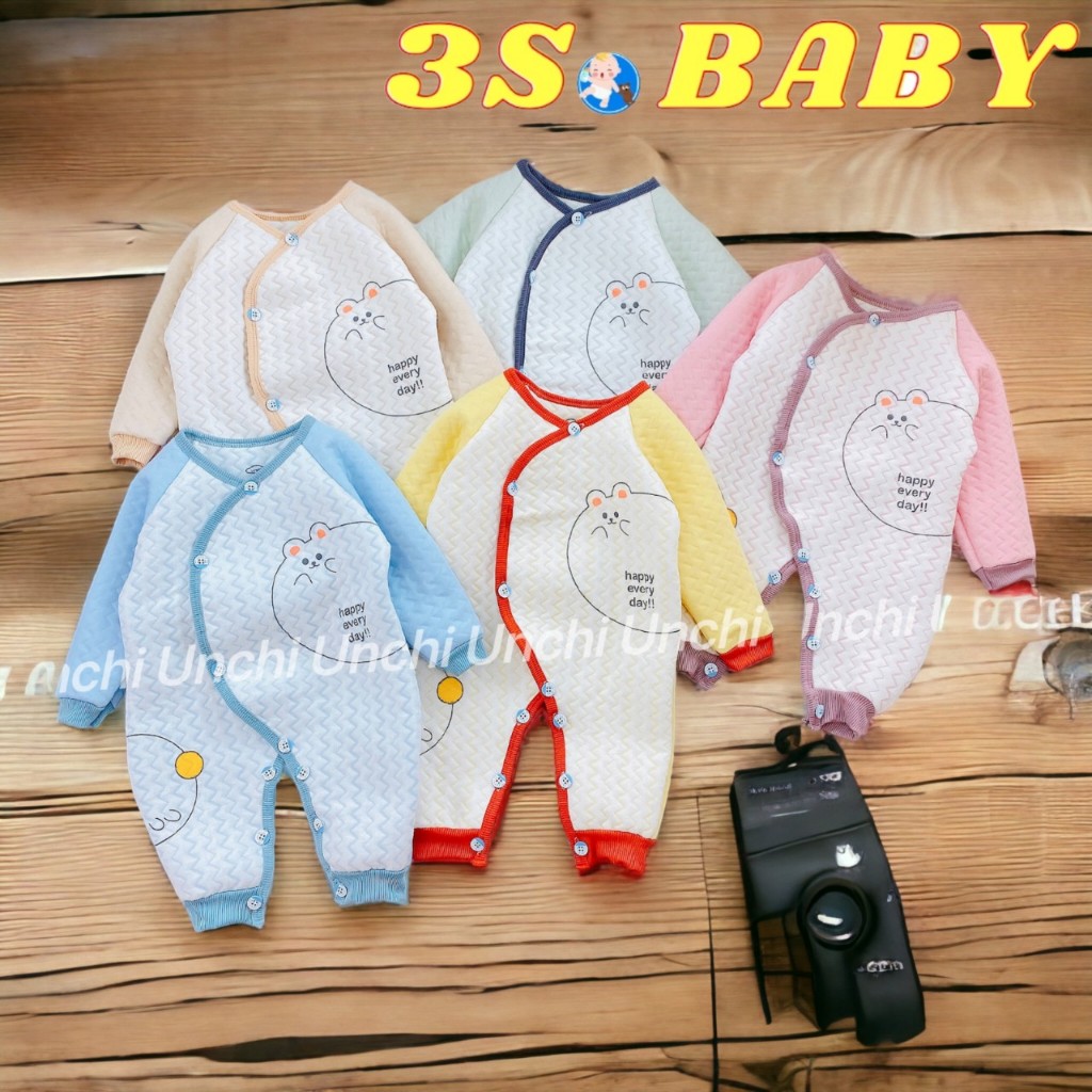Bodysuit Body dài tay Unchi vải trần bông giữ ấm cho bé trai bé gái mùa thu đông từ 4-10kg HD07