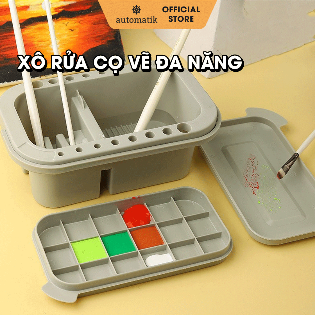 Đồ Rửa Cọ Pha Đựng Màu Nước, Dụng Cụ Xô Có Nắp Khay Rửa Phơi Làm Sạch ...
