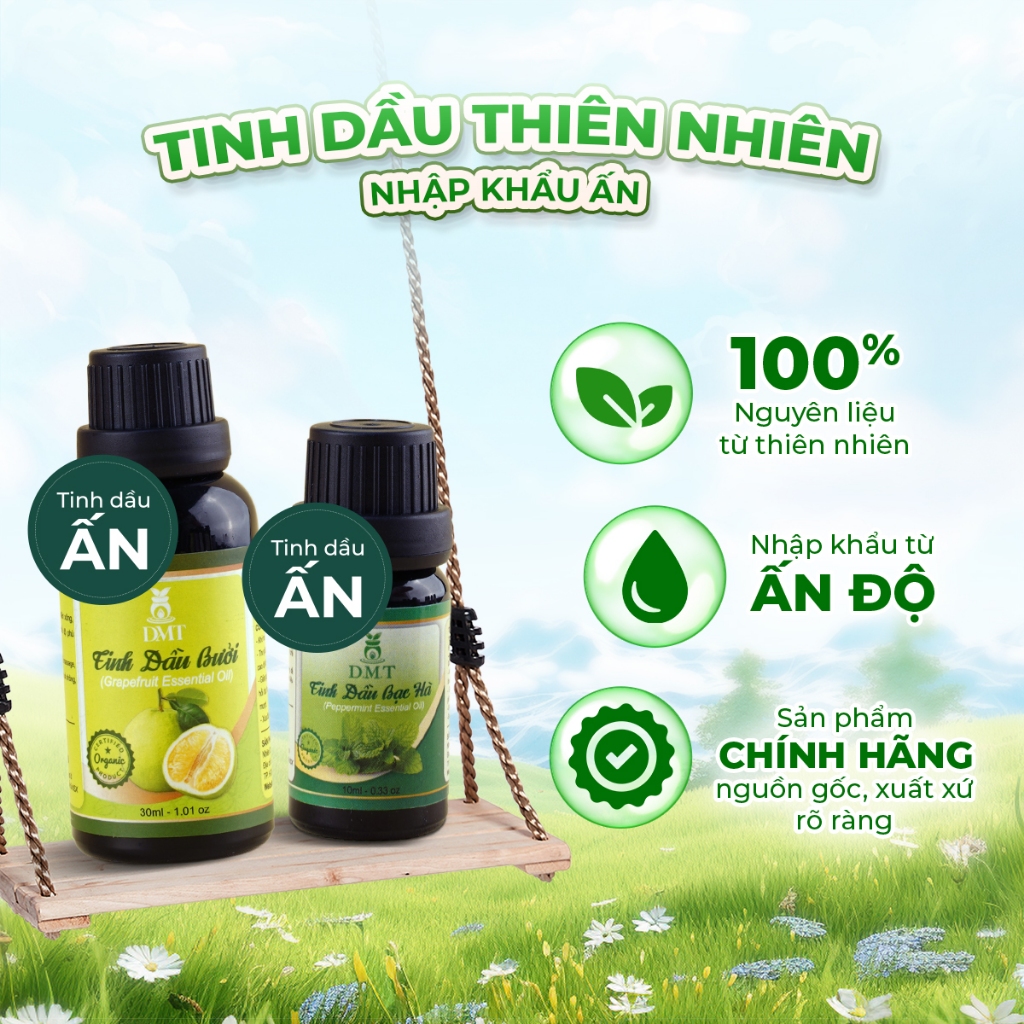 Tinh dầu thiên nhiên nhập khẩu Ấn DMT 50ml - tinh dầu xông phòng, đuổi muỗi, thanh lọc không khí
