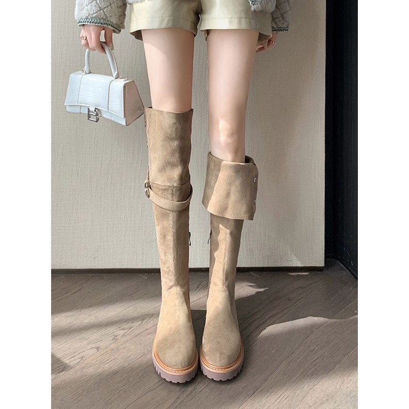 (Sẵn be 35) Giày Boots Nữ Cao Cúc Bấm Thời Trang Ulzzang