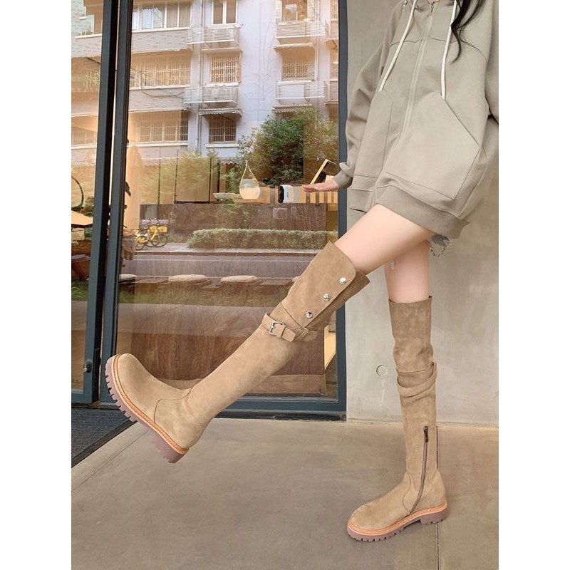 (Sẵn be 35) Giày Boots Nữ Cao Cúc Bấm Thời Trang Ulzzang