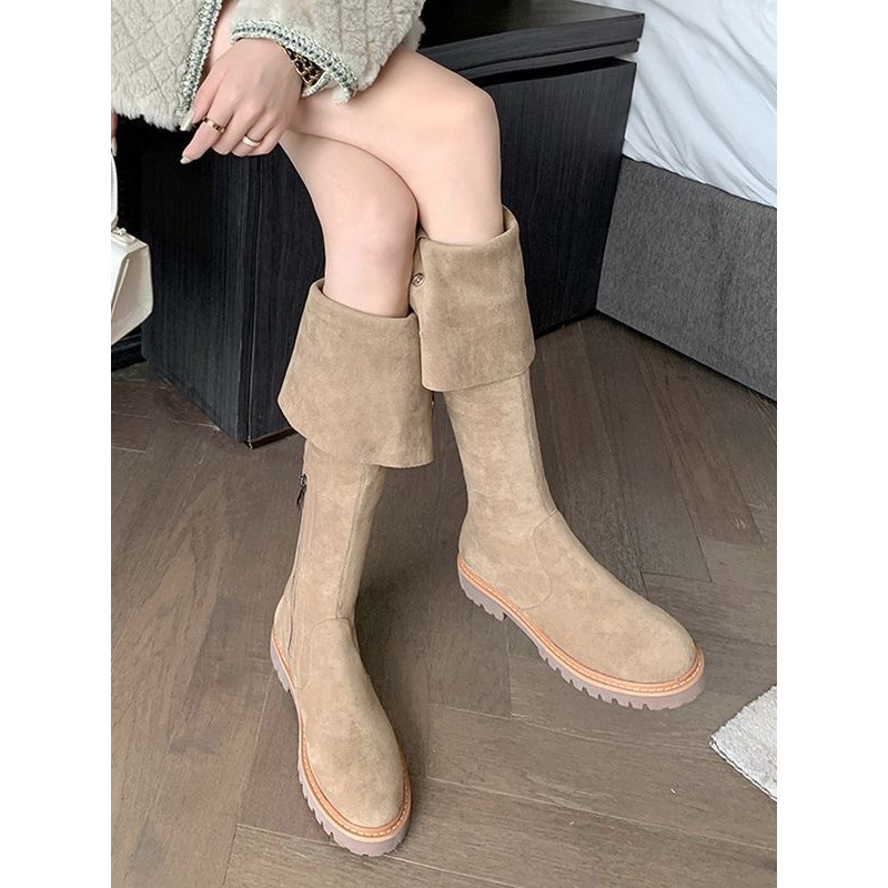 (Sẵn be 35) Giày Boots Nữ Cao Cúc Bấm Thời Trang Ulzzang