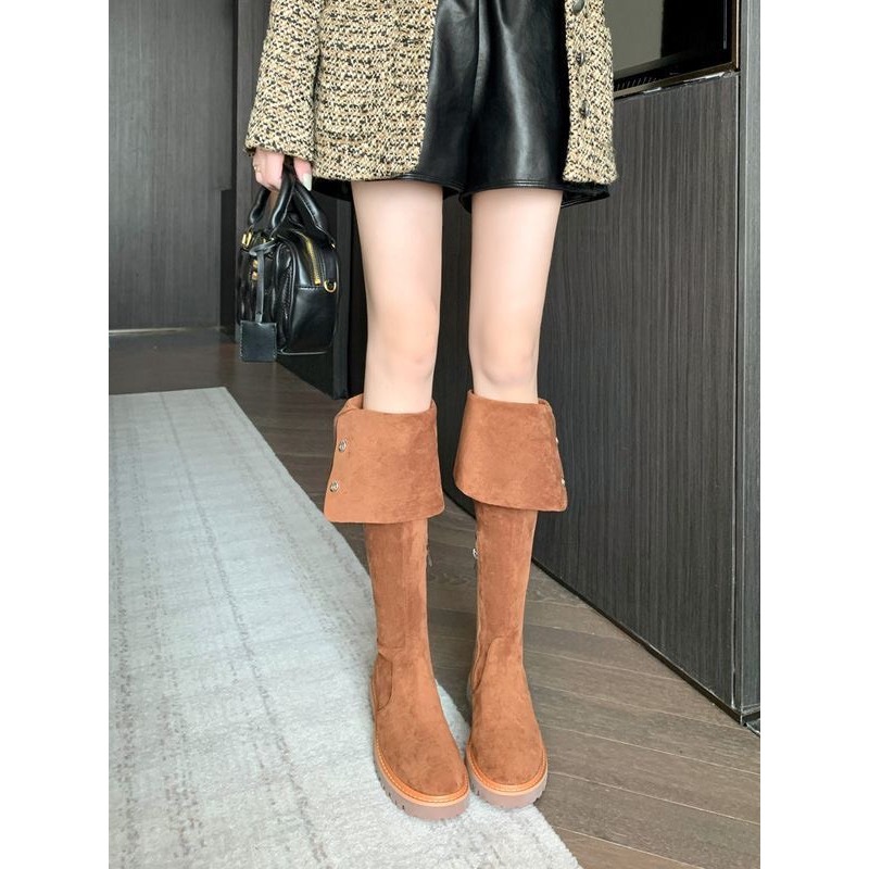 (Sẵn be 35) Giày Boots Nữ Cao Cúc Bấm Thời Trang Ulzzang