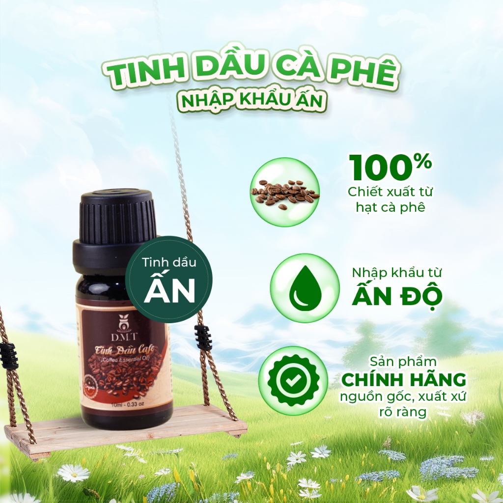 Tinh dầu xông thơm phòng, treo xe nhập khẩu Ấn DMT - khử mùi, thư giãn, thanh lọc không khí - 10ml