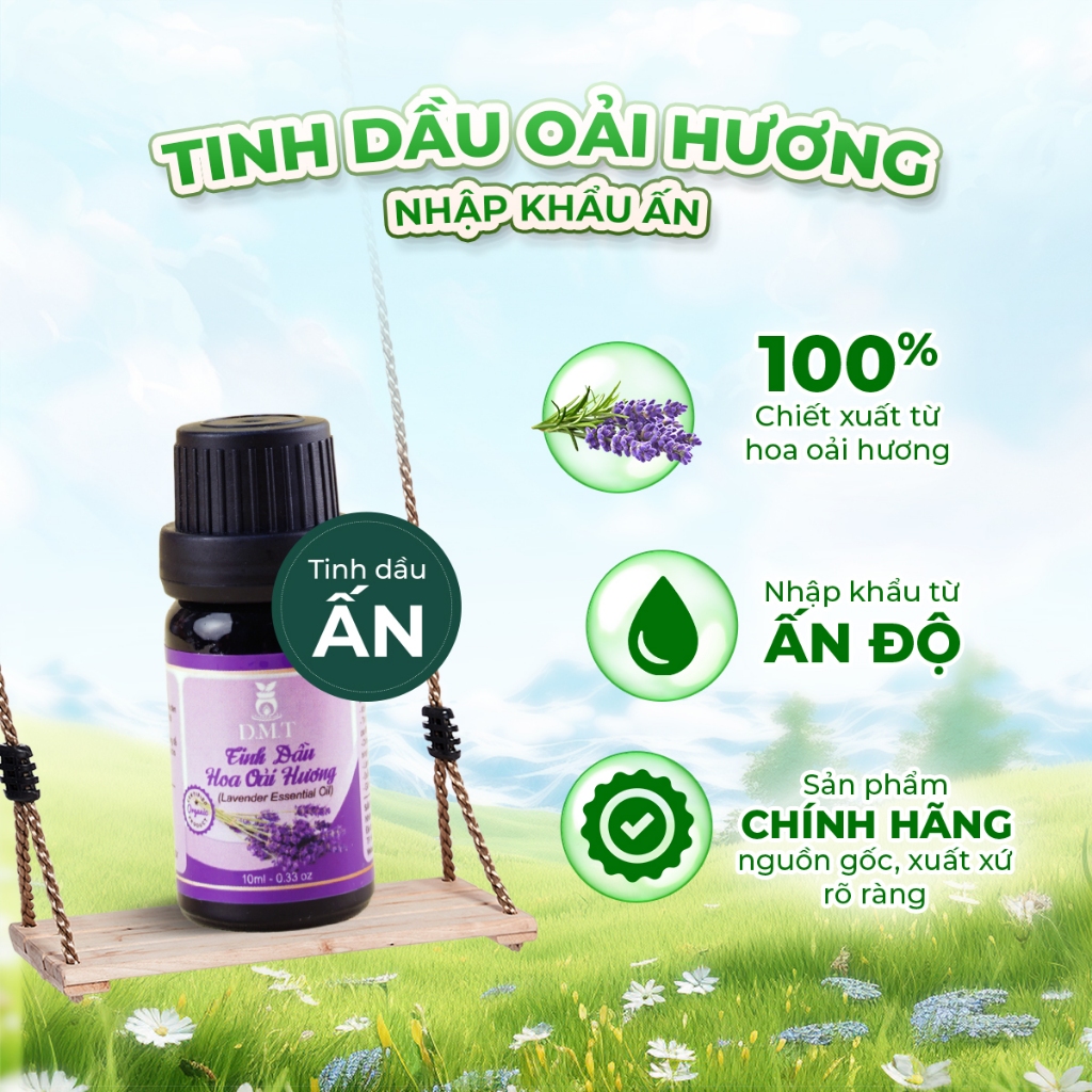 Tinh dầu xông thơm phòng, treo xe nhập khẩu Ấn DMT - khử mùi, thư giãn, thanh lọc không khí - 10ml