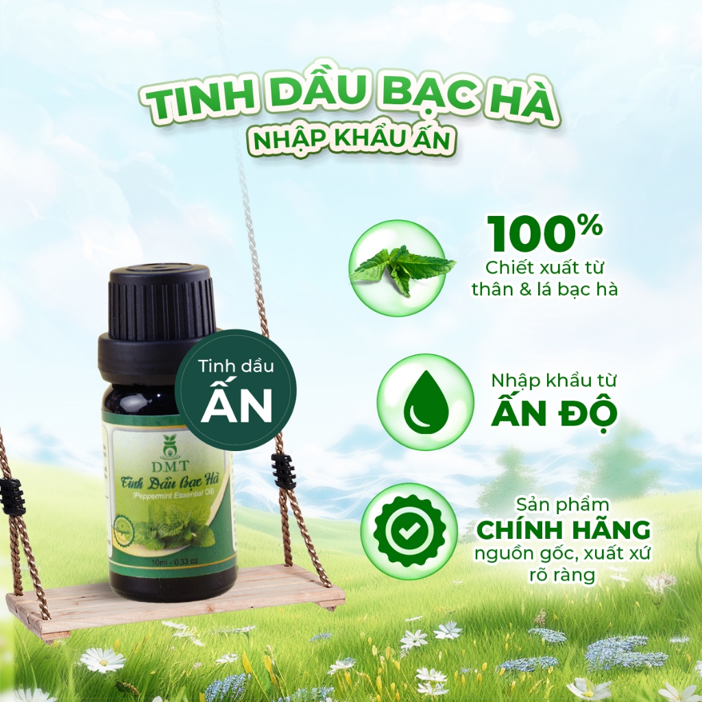 Tinh dầu xông thơm phòng, treo xe nhập khẩu Ấn DMT - khử mùi, thư giãn, thanh lọc không khí - 10ml