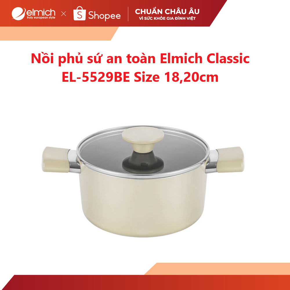 Nồi phủ sứ an toàn Elmich Classic EL-5529BE Size 18,20cm