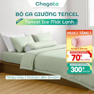 Bộ Chăn Ga Gối Lụa Tencel Ice Size 1m2 Đến 2m Mát Lạnh Chagota Bedding Nhiều Màu Cao Cấp Thoáng Mát