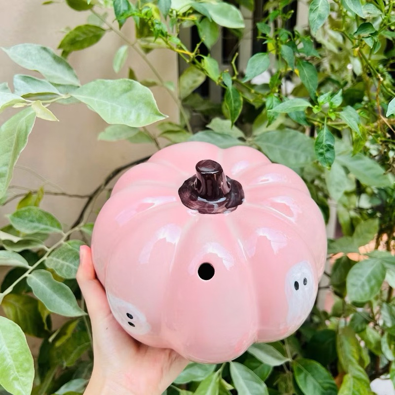 Lợn Đất Heo Ống Heo Tiết Kiệm - Bí Ngô - Bát Tràng