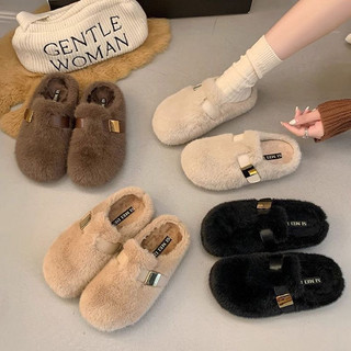 (Sẵn đen 38,39, kaki 36,37, nâu 35,38) Giày Sục Lông Mịn Hàng Đẹp Đi Siêu Ấm Ulzzang Cho Phái Nữ Mùa đông