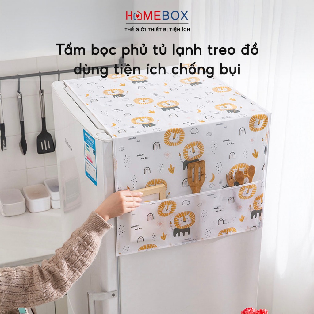 Tấm Phủ Tủ Lạnh Có Ngăn Đựng Đồ Tiện Lợi, Tấm Che Tủ Lạnh Máy Giặt PEVA Chống Bụi Chống Thấm Nước