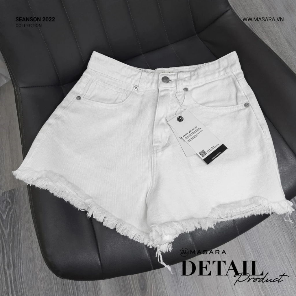Quần Jean Short Trắng Nữ Masara Tua Rua Gấu Jean Nữ Trẻ Trung Cá Tính MAS043