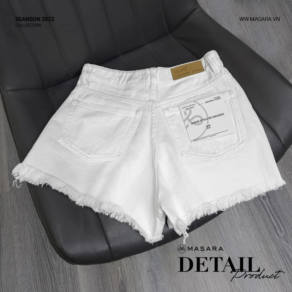 Quần Jean Short Trắng Nữ Masara Tua Rua Gấu Jean Nữ Trẻ Trung Cá Tính MAS043