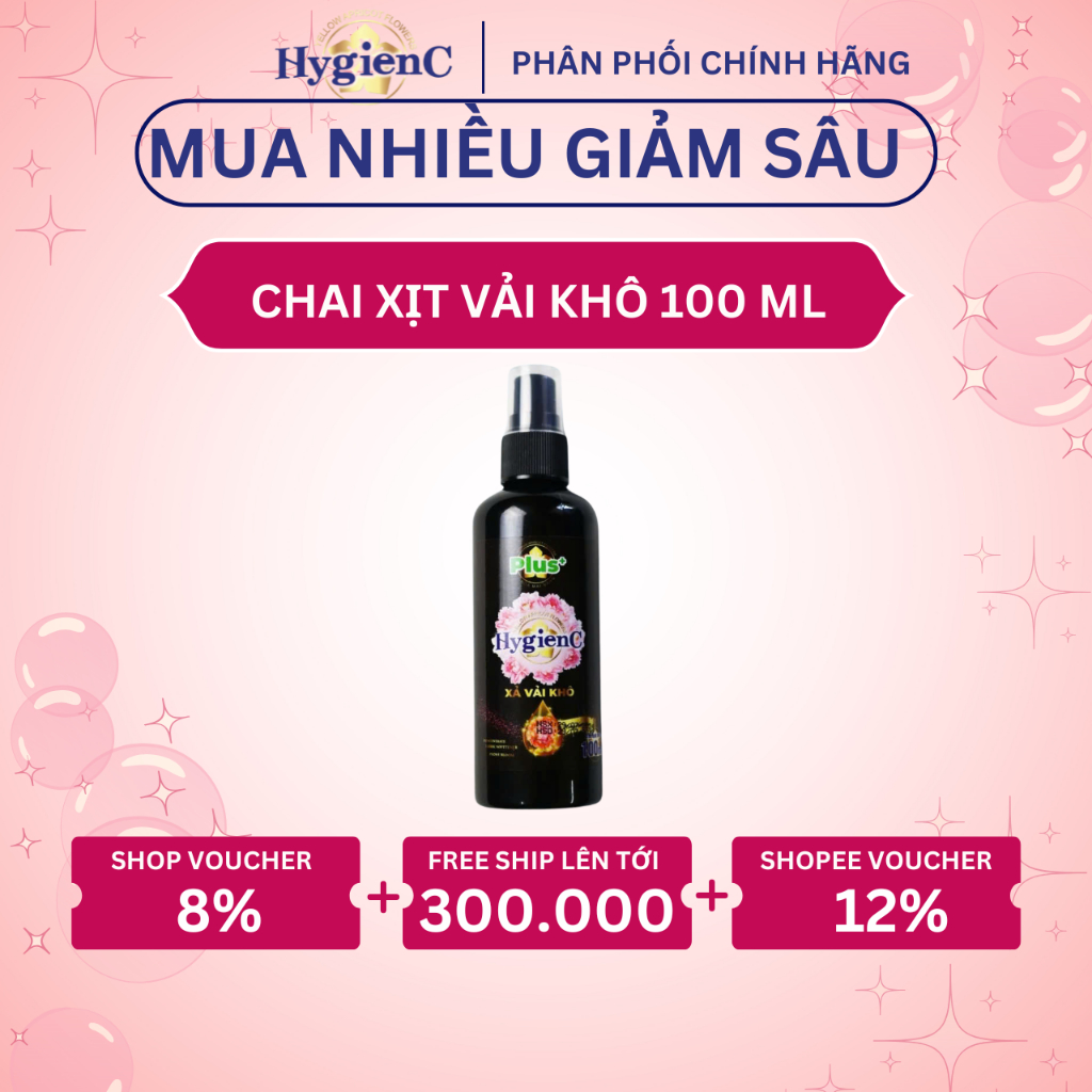 Ảnh Chai Xịt Xả Vải Khô HygienC Plus 100ml/Chai Lưu Giữ Hương Thơm Bền Lâu Trên Quần Áo 1
