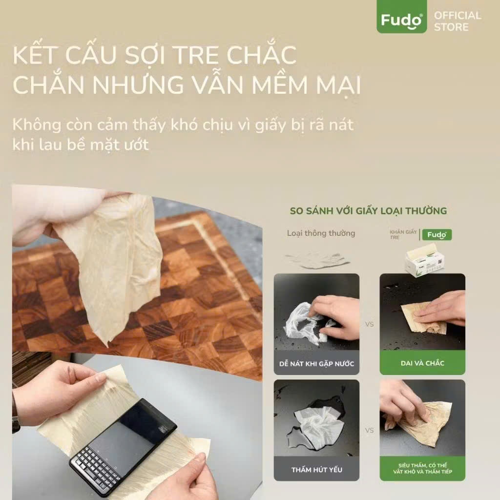 Ảnh 02 Thùng Khăn Giấy Rút Để Bàn ║ Fudo Bamboo® ║ TISSUEPACK™ 3