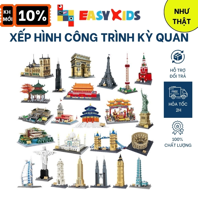 Đồ chơi xếp hình kỳ quan thế giới Có sách hướng dẫn ghép