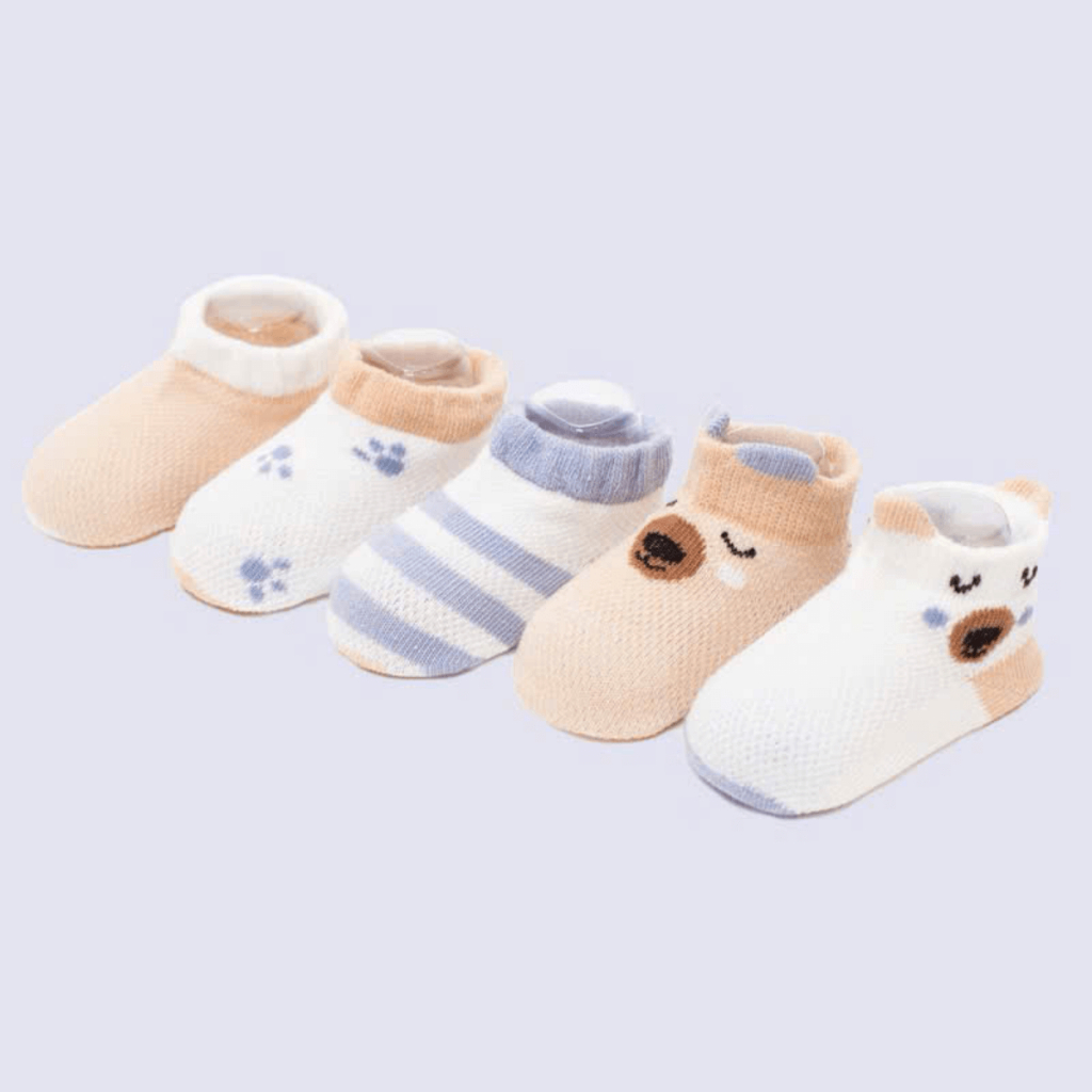 SET 5 ĐỔI TẤT MÈO LƯỚI Sơ Sinh CỔ THẤP cotton ấm áp thoáng khí mẫu mã dễ thương cho bé từ 0 - 12 tháng Đậu Đậu Store