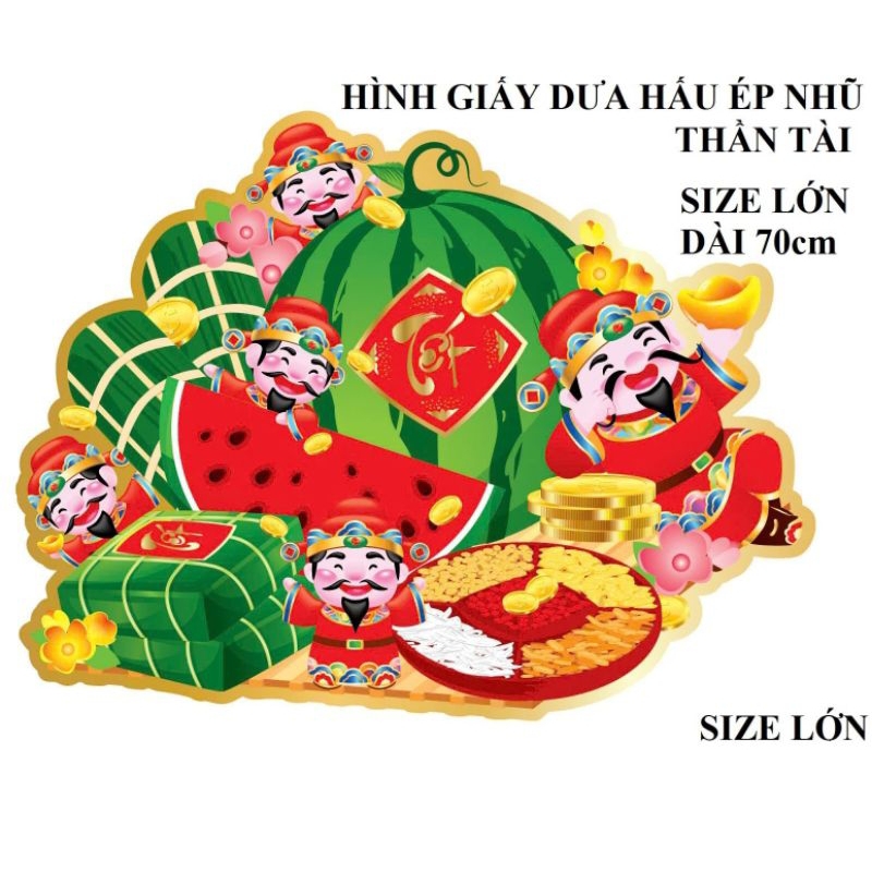 Tranh giấy hình dưa hấu ép nhũ kim
