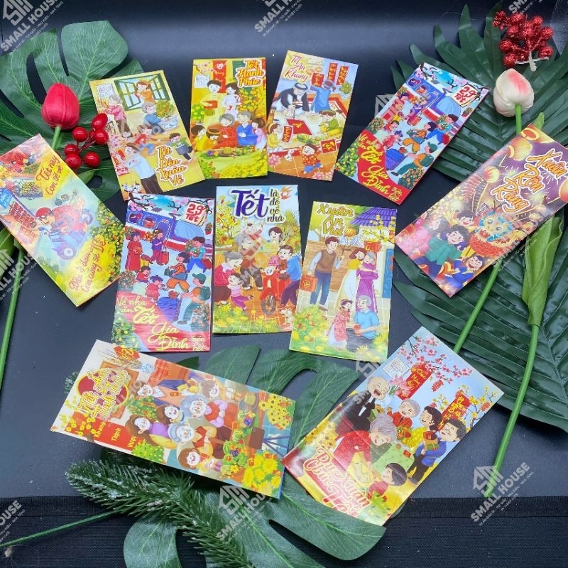 Set 10 và 30 bao lì xì đẹp, giấy dày c150 , in 2 mặt khác nhau