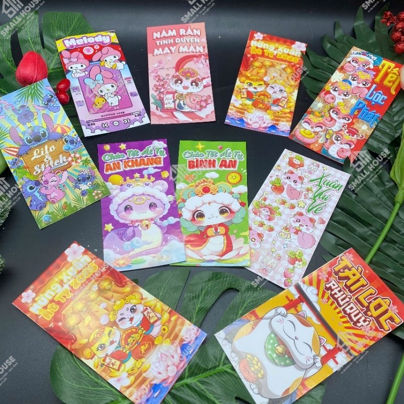 Set 10 và 30 bao lì xì đẹp, giấy dày c150 , in 2 mặt khác nhau