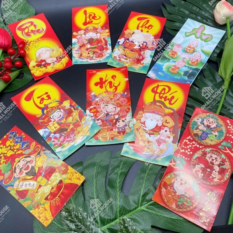 Set 10 và 30 bao lì xì đẹp, giấy dày c150 , in 2 mặt khác nhau