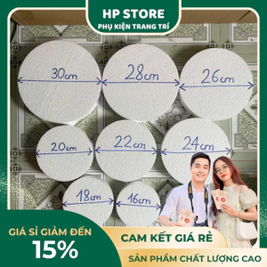 Đế xốp tròn cao 5-10cm làm tháp bánh sinh nhật, tháp bánh kẹo (có sai số 0.5cm)