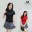 Áo thun cổ thuyền, áo kiểu lệch vai dún eo và vạt áo xéo, chất thun mềm mịn, form chuẩn - Mt classic