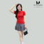 Áo thun cổ thuyền, áo kiểu lệch vai dún eo và vạt áo xéo, chất thun mềm mịn, form chuẩn - Mt classic